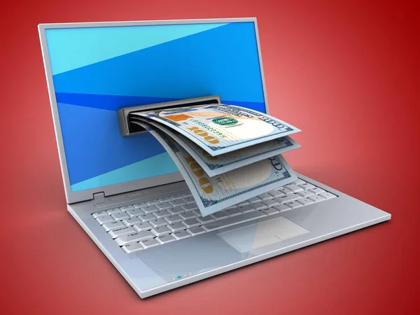 Illustration of laptop  over background — Stock Photo, Image