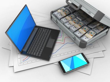  Diyagram kağıtları ve siyah dizüstü o