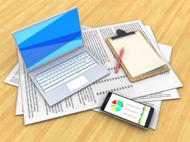  Kağıtları ve beyaz dizüstü