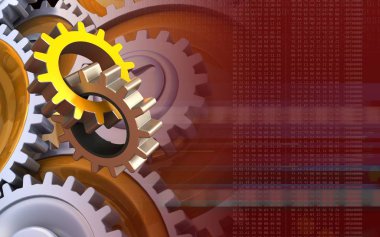 kırmızı bir arka plan üzerinde Dişliler gears ile