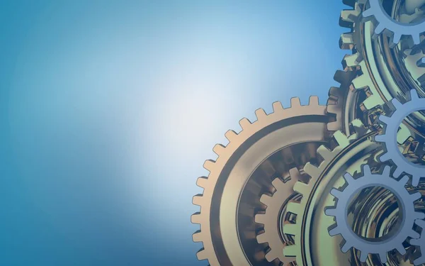 Blue background with gears system — Stock Photo, Image