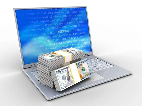 Illustration of laptop over background — Stock Photo, Image