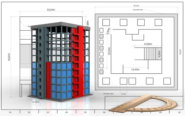 Illustration av husbyggande — Stockfoto