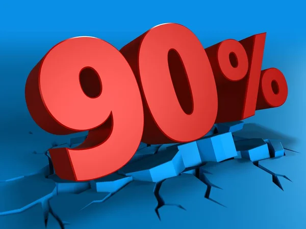 90 percent discount over blue background — Stock Photo, Image