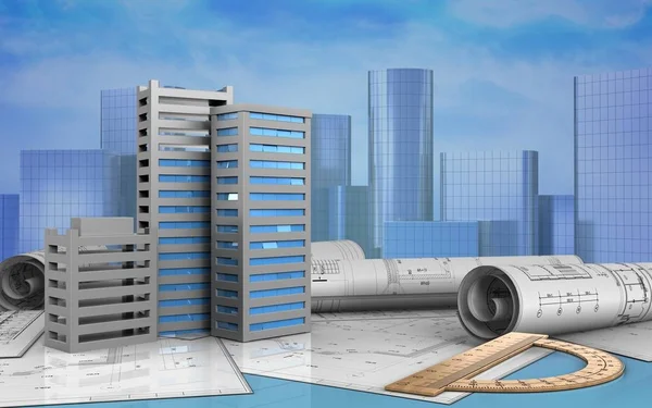 Illustration of city buildings — Stock Photo, Image