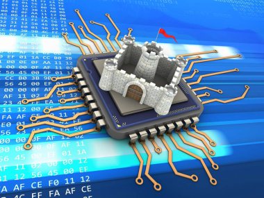  İşlemci arka plan üzerinde gösterimi