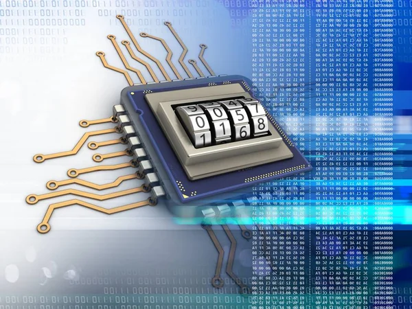 Illustration of electronic microprocessor — Stock Photo, Image