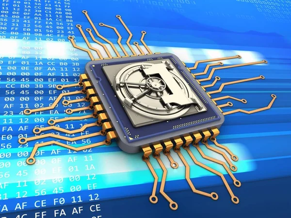 Ilustración de microchip sobre fondo — Foto de Stock
