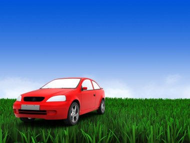 Araba çayır arka plan üzerinde