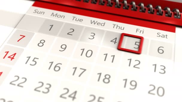 Kalendarz Dni Miesiąca — Wideo stockowe