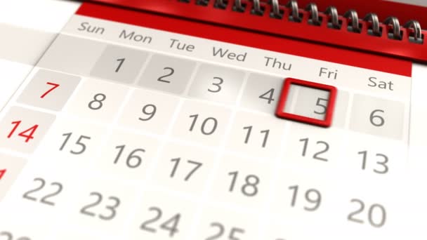 Calendario Días Del Mes — Vídeo de stock