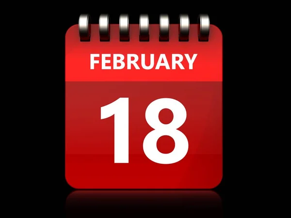 Illustrazione Del Calendario Del Febbraio Sfondo Nero — Foto Stock
