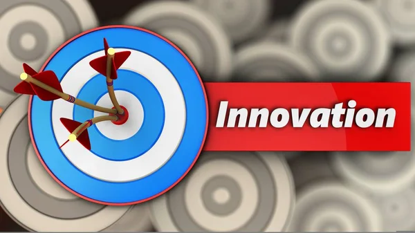 Иллюстрация Синей Цели Инновационным Знаком Фоне Нескольких Целей — стоковое фото