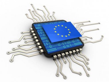 bilgisayar çipi 3d render illüstrasyon 