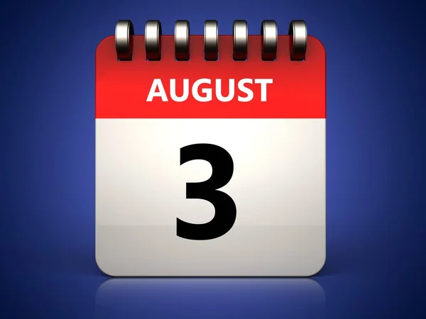 Απεικόνιση Της Αυγούστου Ημερολόγιο Μπλε Φόντο — Φωτογραφία Αρχείου