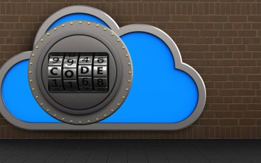 bulut kodu ile 3D çizimi tuğla arka plan üzerinde arama