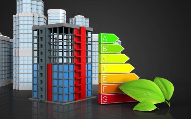 siyah arka plan üzerinde bina inşaat kentsel sahne ile 3d örnek