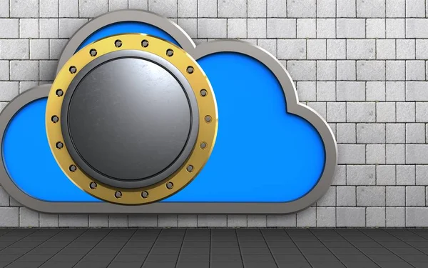 Illustration Cloud Vault Door Template White Stones Background — Stock Photo, Image