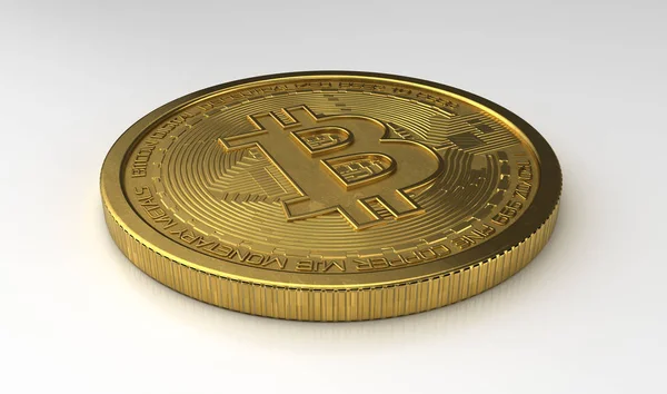 Illustration Golden Bitcoin Coin White Background — Stock Photo, Image