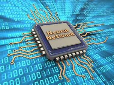İşlemci neural ağ işareti ile dijital arka plan üzerinde 3D çizimi 