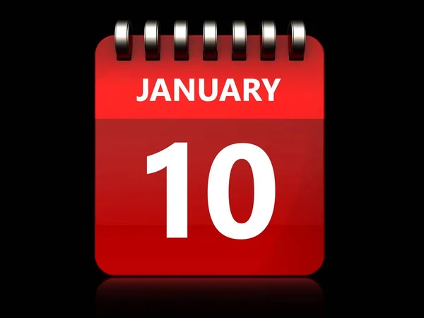 Gennaio 10 calendario su sfondo nero — Foto Stock