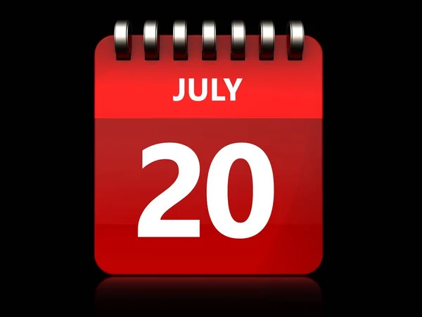 July 20 calendar over black background — Stock Photo, Image