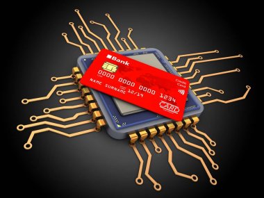 mikroçip siyah arka plan üzerinde gösterimi 