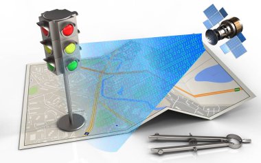  trafik ışığı ve daire aracı ile şehir haritası