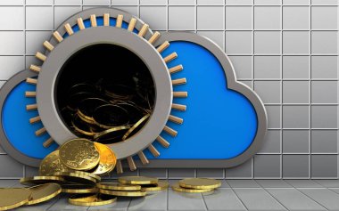  paralar ile beyaz duvar arka plan üzerinde bulut