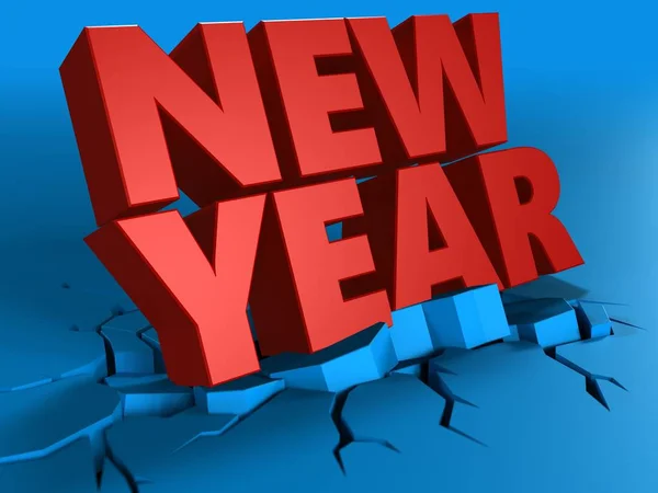 Nový rok štít nad modrým pozadím — Stock fotografie