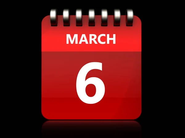 Illustration March Calendar Black Background — Stock Photo, Image