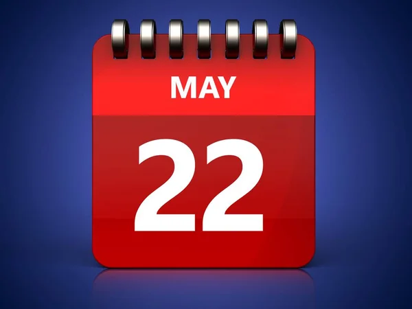 3d illustration of may 22 calendar over blue background