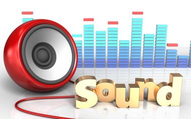 hoparlör 'ses' işareti ile beyaz arka plan üzerinde 3D çizimi