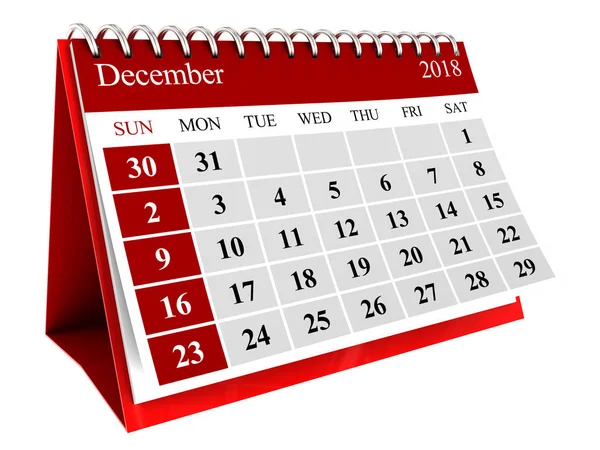 Illustration December Month Calendar Isolated White Background — Stock Photo, Image
