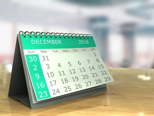 Illustration December 2018 Calendar Office Table — Stock Photo, Image