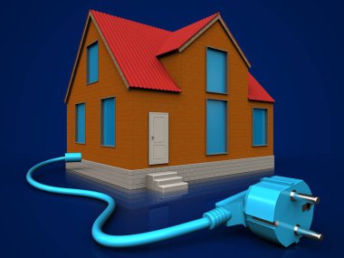 Yazlık kablo üzerinden koyu mavi arka plan ile 3D çizimi