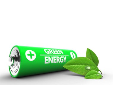 Yaprak Beyaz arka plan üzerinde pil