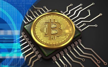 siyah arka plan üzerinde bitcoin 