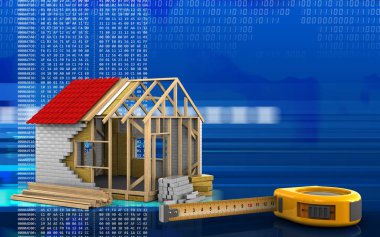  Dijital arka plan üzerinde çerçeve ev