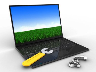 dizüstü bilgisayar 3D çizimi 