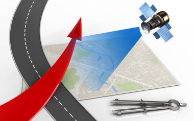 Kırmızı ok ve daire aracı ile parlak harita