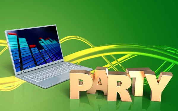 Laptop computer over green background — Stock Photo, Image