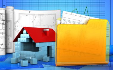  ev blok inşaat çizimleri ile