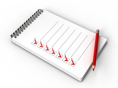  kontrol listesi, tüm görevleri ile not etmek yapılır