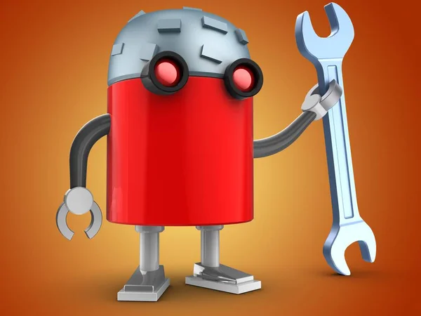 Illustration of robot with wrench — Stock Photo, Image