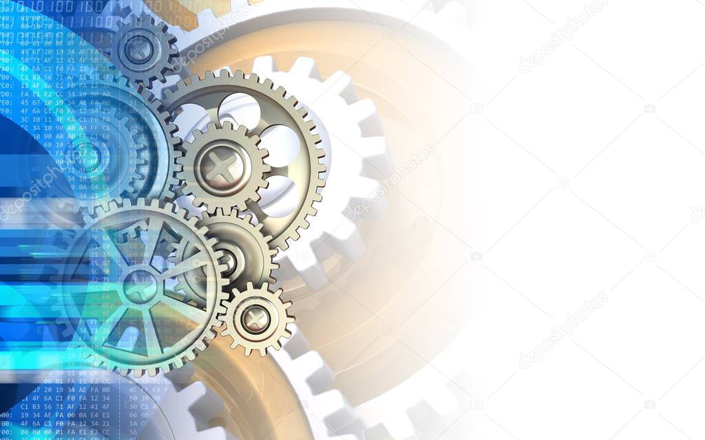  illustration of gears over white background