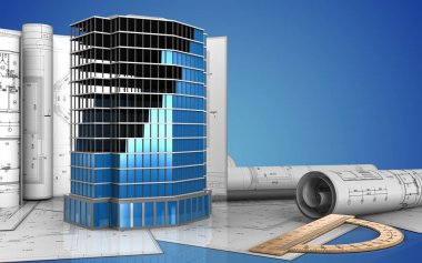 Ofis Binası inşaat çizimleri ile 