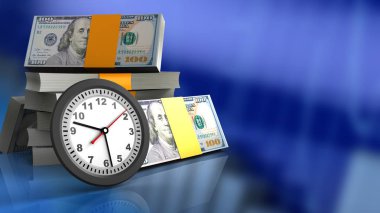  dolar yığını üzerinden mavi grafik arka planı 