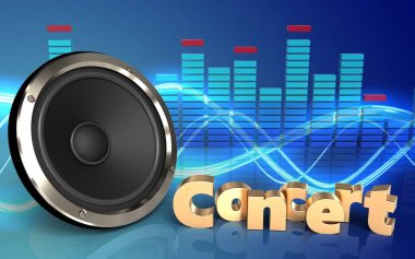 hoparlör konser işareti ile ses arka plan üzerinde 3D çizimi