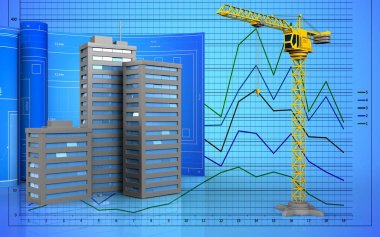 3D çizim çizim ile şehir binaların rulo üzerinde grafik arka planı